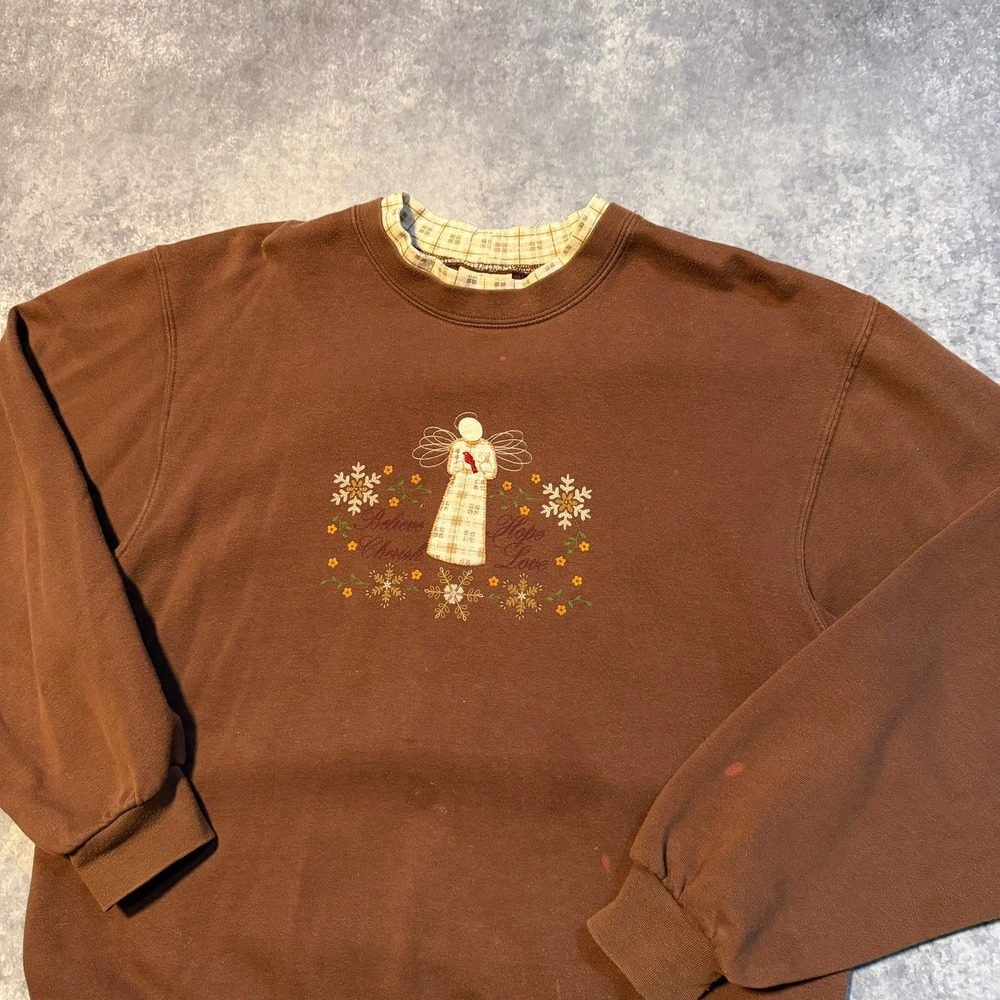Vintage Grandma Granny Angel Crewneck Sweatshirt Women's Medium‎ Artisans Jesus